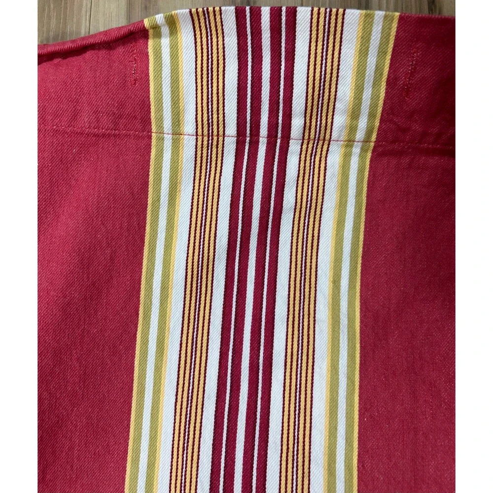 POTTERY BARN Curtains SET/2 Panels French Stripe 72x72 Red Cotton Twill Retired